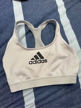 adidas Light Gray Sports Bikini Top with Black Logo